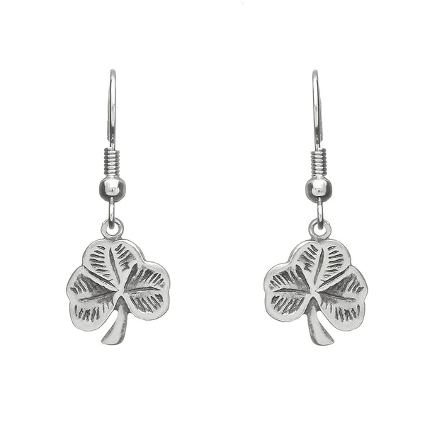 Shamrock Pewter Drop Earrings by Celtic Legends / Amethyst Irish Jewellery