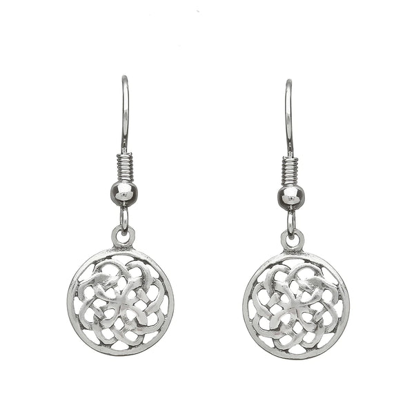 Round Celtic Knotwork Pewter Drop Earrings by Celtic Legends / Amethyst Irish Jewellery